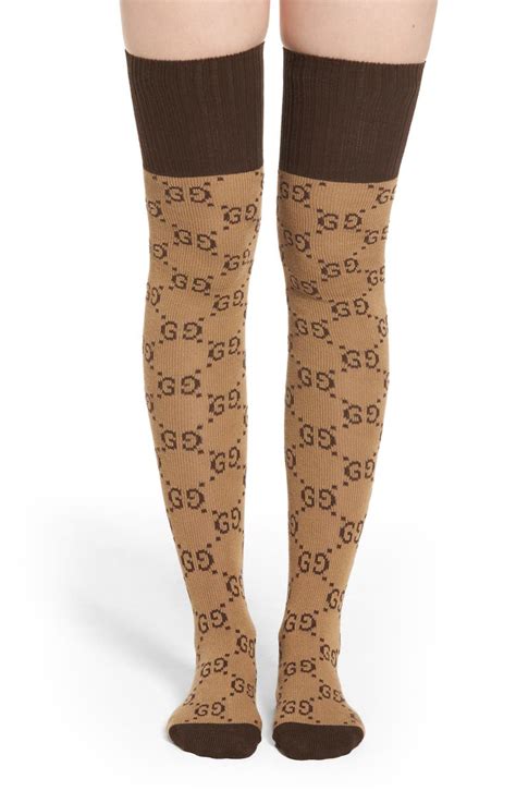 brown gucci socks|gucci over knee socks.